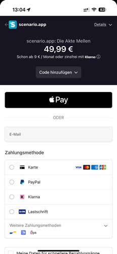 App-Ansicht mit Mission